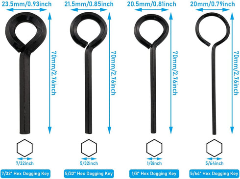 1set Annular Allen Wrench Set Standard Dogging Key with Full Loop, Allen Wrench Door Key for Push Bar Panic Exit Devices (1pc 5/64 1pc 1/8 1pc 5/3...