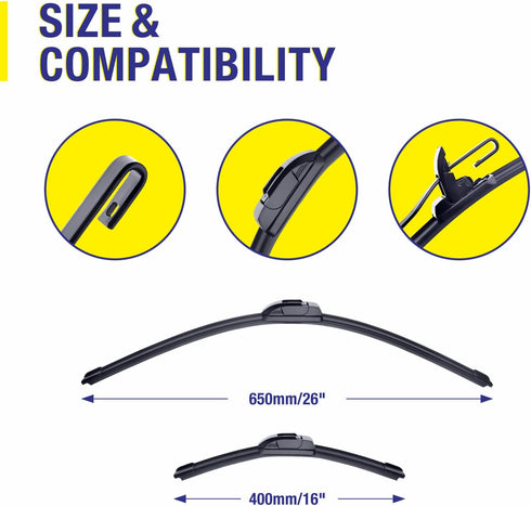 3 Wipers 26"/16"/13" Replacement For Honda CRV 2016 2015 2014 2013 2012(Set of 3), 26 Inch+16 Inch Windshield Wiper Blades with 13 Inch Rear Wiper...