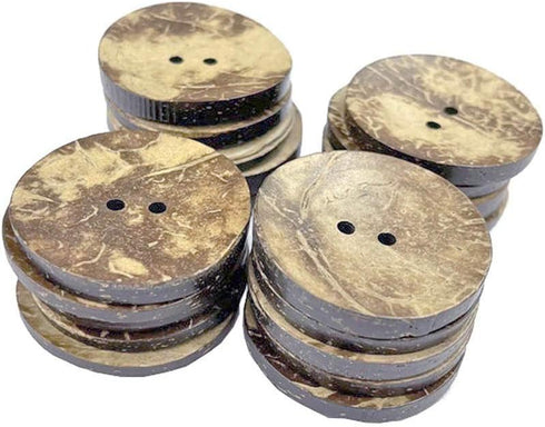 AMORNPHAN 20 PCS 1.5 Inch 40mm Brown Thick Natural Wooden Large Coconut Shell Buttons 2 Holes for Crafts DIY Clothing Sewing (40mm 20pcs)...