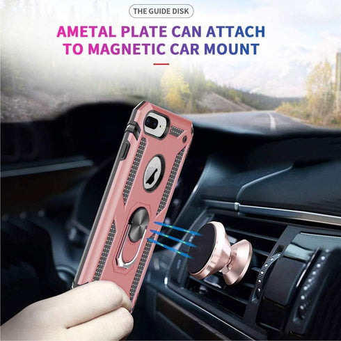 Folmeikat Compatible with iPhone 8 Plus,iPhone 7 Plus,iPhone 6s Plus/ 6 Plus Phone Case,Screen Protector 360 Degree Rotating Metal Ring Slim Shock...