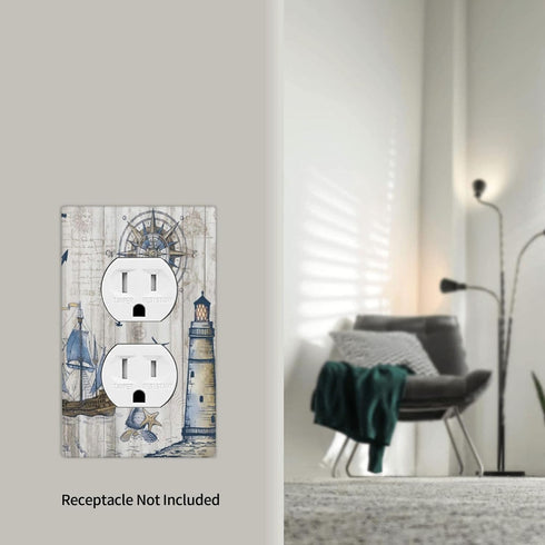 Ocean Nautical Sailboat Outlet Covers Light Switch Cover Decorative Faceplate Electrical Outlet Rustic Wall Plate Receptacle Accessories for Bedro...