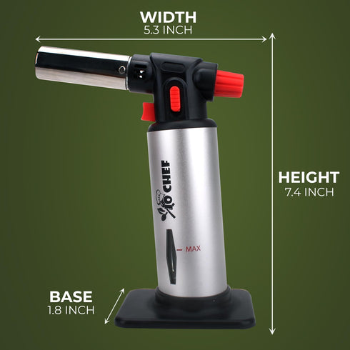 Jo Chef Butane Torch Lighter, Cooking Torch - Refillable Adjustable Flame Lighter with Safety Lock for BBQ, Baking, Brulee Creme, DIY + FREE Recip...