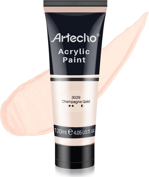 Artecho Acrylic Paint, Champagne Gold Paint (120ml / 4.05oz) Tubes, Art Craft Paints for Canvas, Rock, Stone, Wood, Fabric, Art Supplies...