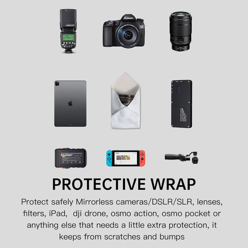 BEIYANG Camera Protective Wrap, Lens Protector Wrapper, 13.8x13.8 Inch Grey Magic Self-Adhesive Cloth for Camera/Lens/Phone/DSLR/Laptop/Accessorie...