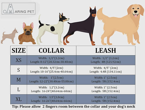 ARING PET Velvet Dog Collar and Leash Set, Soft Dog Collar and Leash, Adjustable Collars for Dogs...