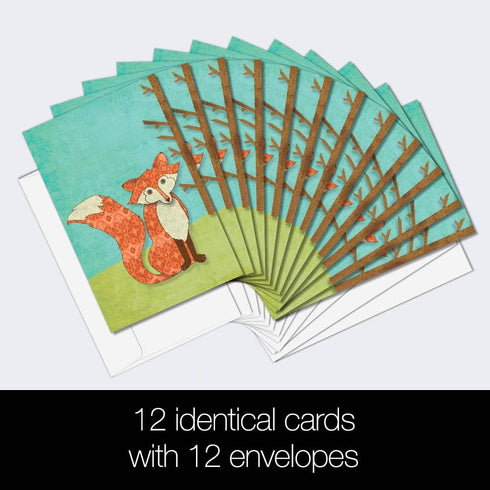Tree-Free Greetings EcoNotes 12 Count Whimsical Fox All Occasion Notecard Set with Envelopes, 4 x 6 Inches (FS56135)...