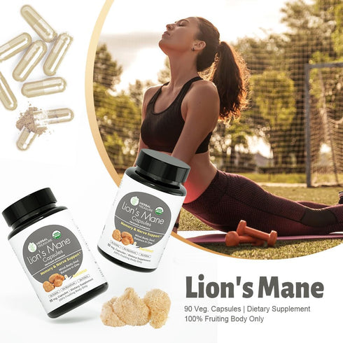 Herbal Treasure Lions Mane Supplement Capsules, Made with Organic Lions Mane Powder for Mental Clarity and Focus Supplements, 800mg Lions Mane Pow...