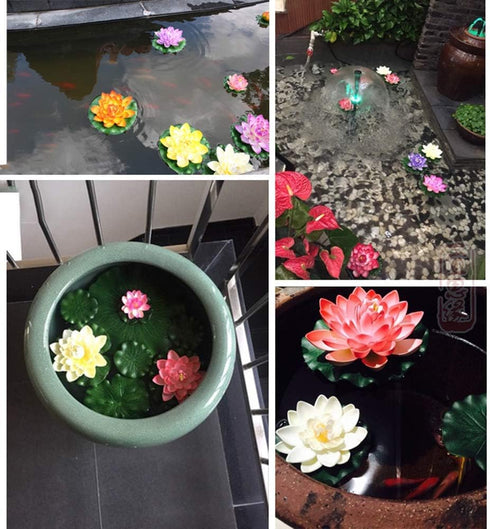 7Pcs 3.9 Inch Artificial Lotus Flower Artificial Flower Pool Aquarium Decoration Eternal Flower Artificial Flower (White)...