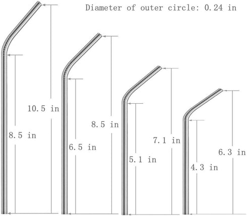 Reusable Stainless Steel Drinking Straws, 20 Pcs 4 Size - 6.3'' 7.1'' 8.5'' 10.5'', BPA Free Long Short Smoothie Drinking Curved Bent Straws with ...