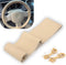 1 PC Car Steering Wheel Cover with 2 PCS Sewing Tool, 14.9In Durable Waterproof Leather Steering Wheel Protector, Universal Breathable Elastic Ste...