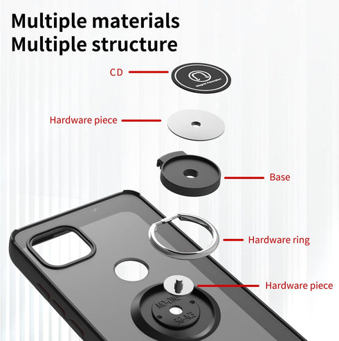 TJS Compatible with Motorola Moto One 5G Ace 2021 Case, Moto G 5G 2021 Case, with Tempered Glass Screen Protector Metal Ring Magnetic Support Kick...