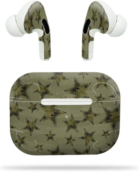 MightySkins Compatible with Apple Airpods Pro - Army Star | Protective, Durable, and Unique Vinyl Decal Wrap Cover | Easy to Apply, Remove, and Ch...