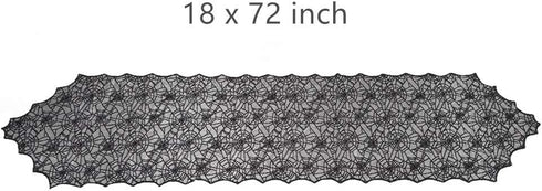 ibohr Halloween Table Runner with Spider Web Lace Festival Table Runner Halloween Table Decoration for Parties & Gatherings, 100% Polyester, 18 X ...