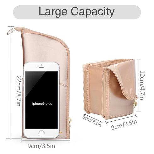 Makeup Brush Holder Organizer Bag Professional Artist Brushes Travel Bag Stand-up Makeup Cup Waterproof Dust-proof Brush Storage Pouch Case (Rose ...