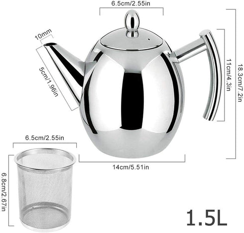 Tea Pots with Infusers for Loose Tea Stainless Steel Teapot Tea Kettle Coffee Pot with Tea Filter and Lid Tea Kettle Stovetop Teapot with Strainer...