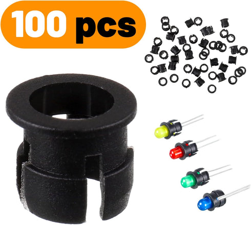 BOJACK 100 Pieces Black Plastic 5mm LED Holder LED Bezel Holder Light Emitting Diode Holder LED Light Mounting Holders on Panel...