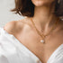 Mesovor Single Pearl Pendant Necklace for Women, 16K Gold Plated Paperclip Chain Necklace...
