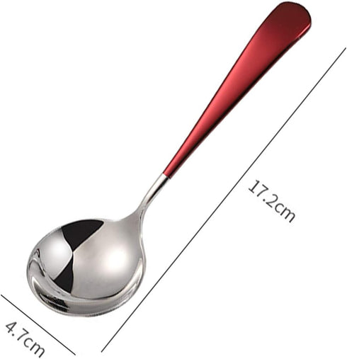 Soup Spoons Stainless Steel, 18/10 Round Head Soup Spoons, Modern Thick Short handle 304 Stainless Steel Korean Spoon, Dinner Metal Spoons for Sou...