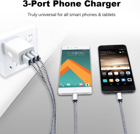 Muti Port USB Wall Charger,Sicodo 3.1Am Universal Travel Charger Block Power Plug Adapter Compatible with iPhone 15/14/13/12/11/X/8/Plus Pro Max M...
