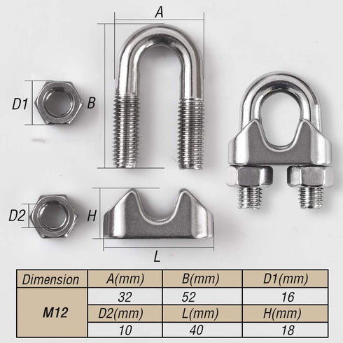 1/8 Inch M3 Wire Rope Cable Clip Clamp, 304 Stainless Steel, U Bolt Saddle Fastener, 22 Packs...