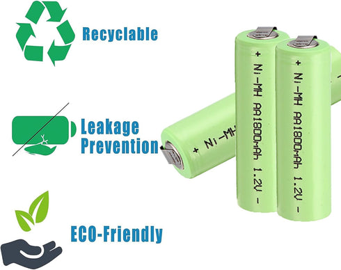 5 x NiMH 1.2v AA 1800 mAh Electric Shaver Rechargeable Battery With Solder Tabs...