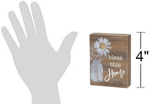 Inspirational Wood Grain Mini Block Sign, 4" (Bless This Home)...