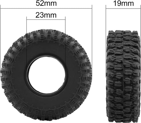 1.0 Crawler Tires w/Foam Beadlock Wheel Soft Tire for TRX4M SCX24 1/18 1/24 RC Crawler Truck, 52 * 19mm...
