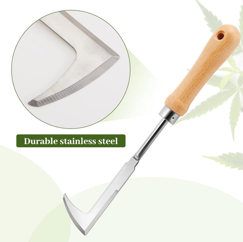 2 Packs Weed Puller Tool Set Stainless Steel Hand Lawn Weed Remover Crack Crevice Weeding Tool Manual Yard Gardening Tool with Wood Handle for Sid...