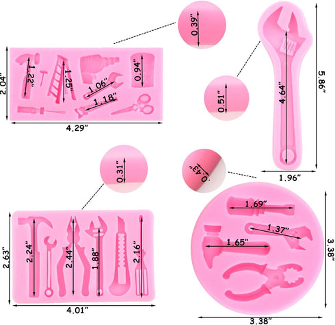 ZiXiang Construction Tools Fondant Silicone Molds Hand Tools Chocolate Mold For Cake Decoration Cupcake Topper Candy Polymer Clay Gum Paste Set Of...