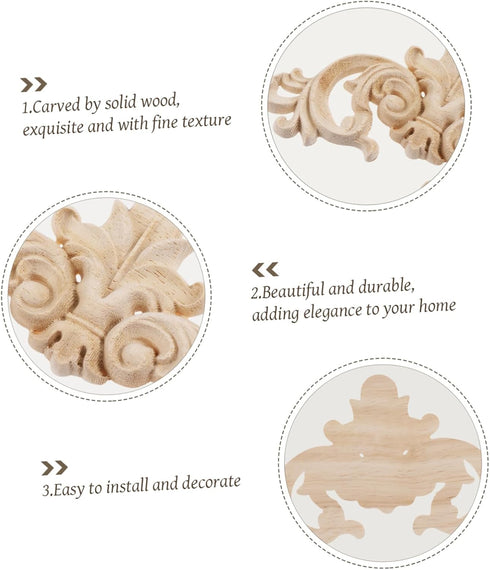 Garneck 4PCS Wood Carved Corner Onlay Applique Frame Unpainted Furniture Corner Applique Supplies Wall Cabinet Decor...