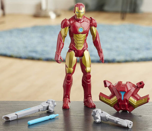 Avengers Marvel Titan Hero Series Blast Gear Iron Man Action Figure, 12-Inch Toy, with Launcher, 2 Accessories and Projectile, Ages 4 and Up, Red...