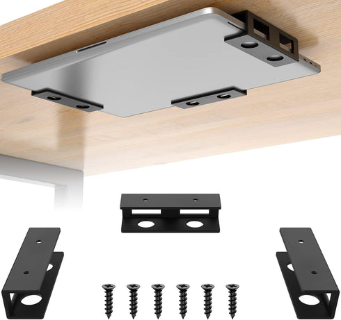 3 PCS Under Desk Laptop Mount with Anti-Scratch Felt Board,Under Desk Laptop Holder Tray,Durable Under Desk Shelf for Laptop/Keyboard Storage...