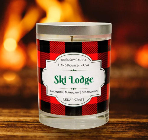 Ski Lodge, Buffalo Plaid 100% Soy Mahogany Candle Scented with Lavender, Mahogany, Cedar Wood Hand Poured in The USA...