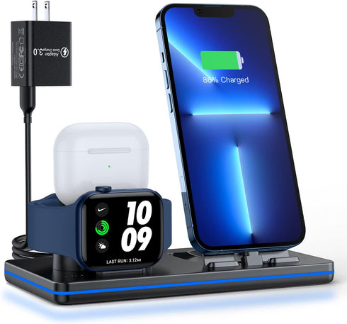 ???????? ?????? DUMTERR 3 in 1 Charging Station for Apple Products, Portable Charging Dock for iPhone and Airpods Series, Wireless Charging Stand ...