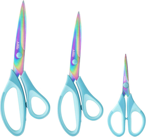 Craft Scissors, All Purpose Sharp Titanium Blade Shears, Comfortable Grips, School Scissors Set of 3 pack, Ideal for Office, Home, Sewing, Fabric,...