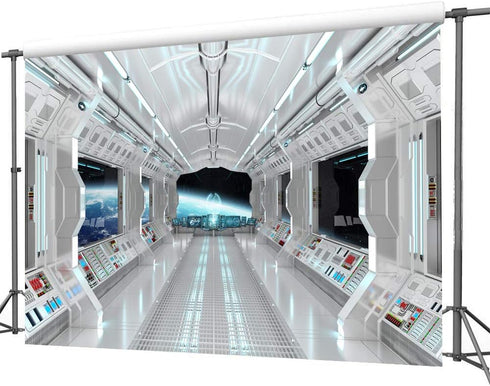 LYWYGG 7x5ft Space Backdrop Spaceship Photography Background Galaxy War Universe Backdrops CP-36...