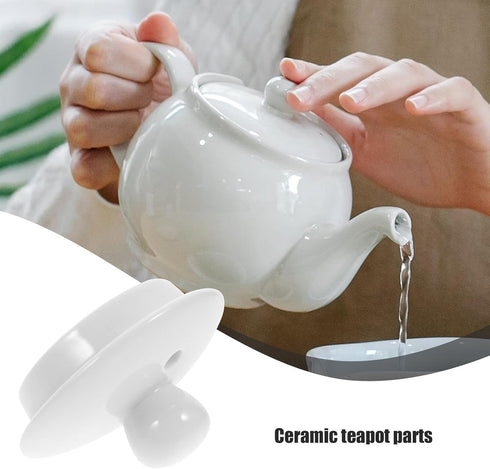 Luxshiny Ceramic Teapot Lid Replacement, White Tea Kettle Cover with Hole Porcelain Mug Cover Tea Pot Lid Accessories for Small Tea Pots Kungfu Te...