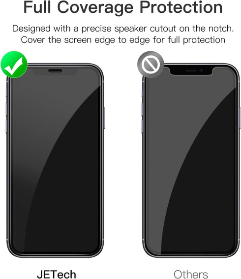 JETech Full Coverage Screen Protector for iPhone 11/XR 6.1-Inch, Black Edge, Tempered Glass Film with Easy Installation Tool, Case-Friendly, HD Cl...