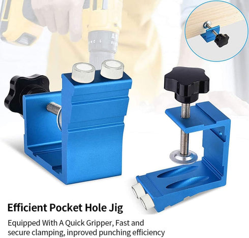 46Pcs Pocket Hole Jig Kit, 15 Degree Pocket Hole Jig with Drill Guide Joint, Adjustable Woodworking Inclined Hole Locator, Carpentry DIY Wood Work...