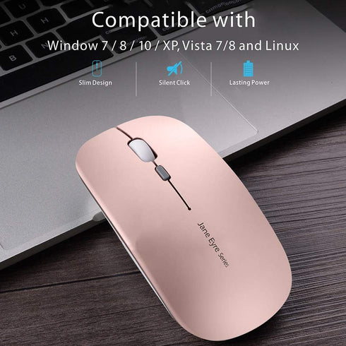 Uciefy Q5 Slim Rechargeable Wireless Mouse, 2.4G Portable Optical Silent Ultra Thin Wireless Computer Mouse with USB Receiver and Type C Adapter, ...