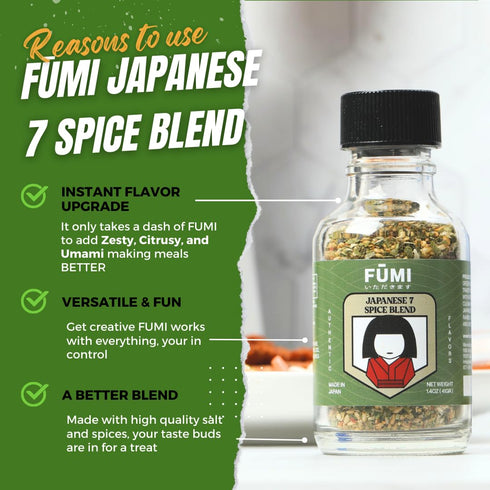 F?MI Japanese Shichimi Togarashi Mixed Salt - Traditional 7 Spice Blend - Pepper, Orange, Onion - Perfect for Ramen, Grilled Meats, Stir-Fries, Ri...