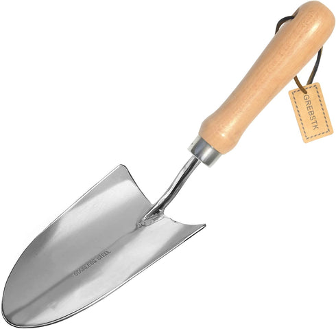 GREBSTK Garden Trowel Beech Wood Handle Stainless Steel Shovel Tool for Gardening Weeding Transplanting & Digging...