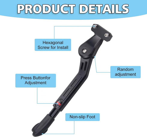 ZUKKA Rear Bike Kickstand Adjustable Height Bike Kickstand Aluminium Alloy Kick Stand Fits For 24/26/28 Inch Mountain bike,Road bicycle,MTB...