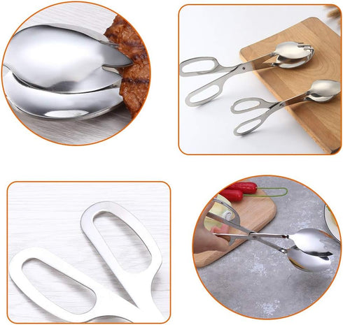 2 PACK Buffet Tongs,Stainless Steel Salad Tongs,Serving Tongs for Home Kitchen,Cake,Bread,Catering,Party,Barbecue,Seafood,Frying(10Inch and 8Inch)...