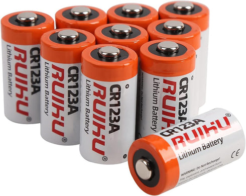 CR123A Lithium Battery, 10 Pack 3V 1500mAh Lithium Manganese Dioxide(Li-MnO2) Battery for Flashlight Alarm Smart Sensor Microphones, Non-Rechargea...