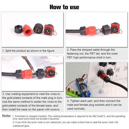 4 Pin Connector, Waterproof Industrial Solder Connector, Aviation Wire Connector for Automotive, Power, Marine, and Other Indoor/Outdoor Electrica...
