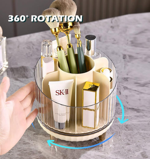 360° Rotating Makeup Organizer, Makeup Brush Holder, Cosmetic Display Case, Lipstick Organizer for Vanity Desk Bathroom Countertop (Orange)...