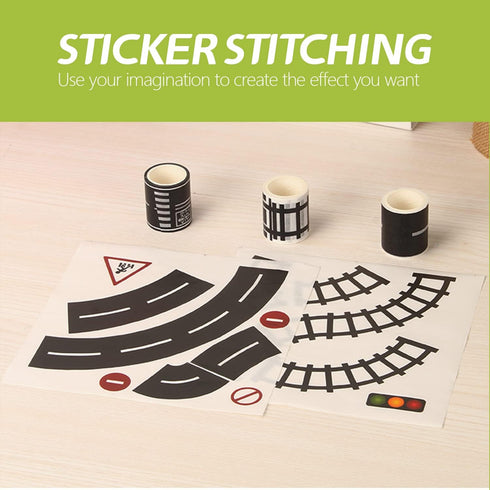 Play Tape Black Road - EKIND 2" Black Tight Curves Track Road Tape for Toy Car DIY Traffic Road Adhesive Removable Tape (8 Pcs, Black)...