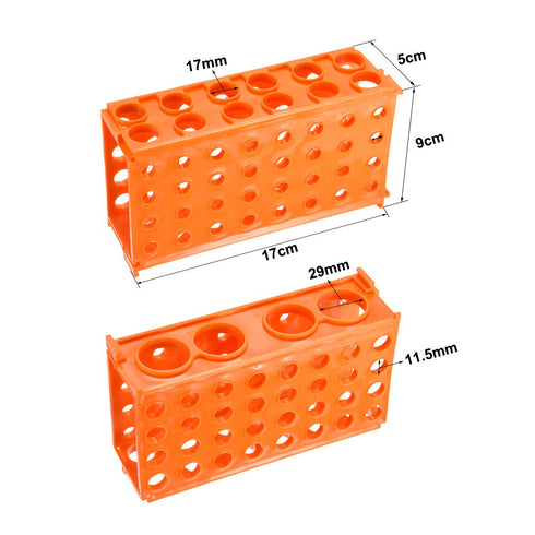uxcell 4 Way Tube Rack Polypropylene 80-Well Orange for 0.5ml, 1.5ml, 1.8ml, 10ml, 15ml, 50ml...