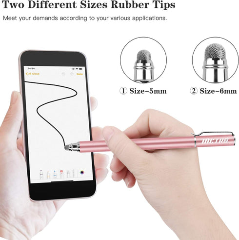 METRO Universal Stylus Pens for Touch Screens - High Sensitivity Capacitive Stylus Fiber Tips 2 in 1 Touch Screen Pen with 8 Extra Replaceable Tip...